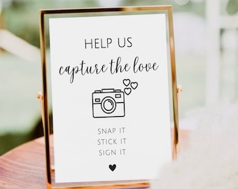 Help Us Capture the Love Sign, Minimalist Wedding Photo Sign, Hashtag Sign, Wedding Photo Station Template, Capture The Love, Photo Booth