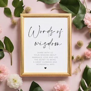 Wed Wisdom Minimalist Words of Wisdom Sign, Printable Wedding Table Decor ...