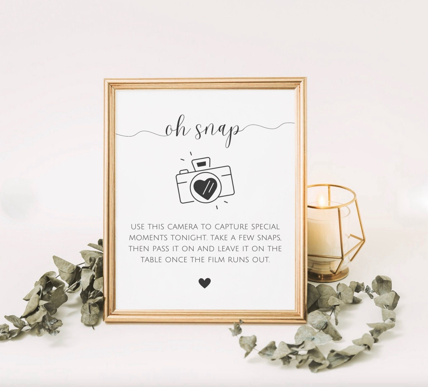 Oh Snap Sign, Wedding Disposable Camera Sign, Photo Instructions Sign ...
