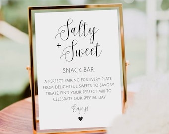 Salty And Sweet Snack Bar Sign, Sweet And Savory Treats, Wedding Food Bar Sign, Wedding Snack Bar, Grazing Table Sign, Salty And Sweet Sign