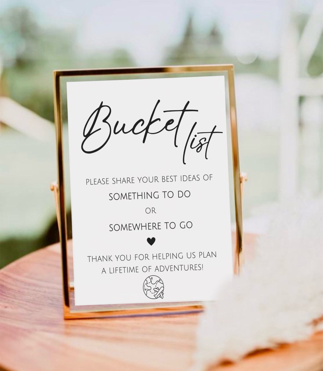 Minimalist Bucket List Sign, Wedding Bucket List Guest Book Sign ...