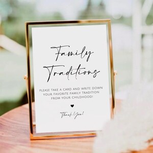 Teken familietradities, neem een kaart en noteer je favoriete familietraditie, bord babyshower, jeugdherinnering, gender Reveal-feestje
