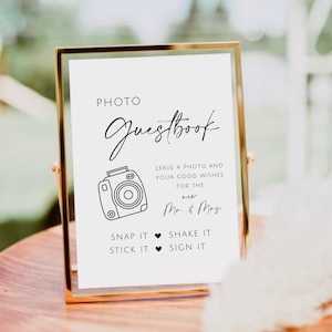Minimalist Polaroid Photo Guest Book Sign, Wedding Polaroid Book, Photo Guestbook Sign, Leave A Photo, Snap It Shake It Stick It Sign It