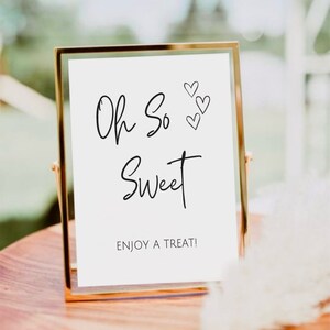 Minimalist Oh so Sweet Sign, Enjoy a Treat Sign, Printable Wedding ...