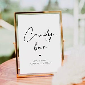 Minimalist Candy Bar Sign, Love Is Sweet Please Take A Treat, Printable Wedding Dessert Table, Candy Bar Template, Baby Shower, Sweets Table