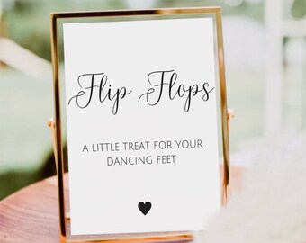 Minimalist Wedding Flip Flops Sign, Dancing Feet Sign, Printable Little Treat For Your Dancing Feet Sign,Wedding Favor Dancing Shoe Template