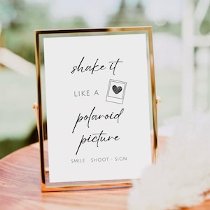 Shake It Like A Polaroid Picture Sign, Printable Polaroid Photo Guestbook Sign, Minimalist Wedding Guestbook, Polaroid Guest Book Sign