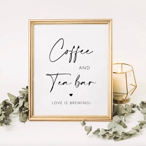 Minimalist Coffee and Tea Bar Sign, Printable Wedding Table Signage ...