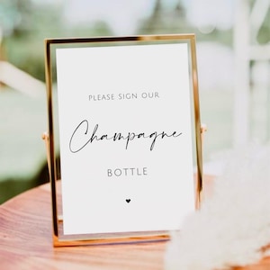 Please Sign Our Champagne Bottle Sign, Minimalist Wedding Champagne Bottle Sign, Champagne Guestbook, Wedding Guestbook, First Anniversary