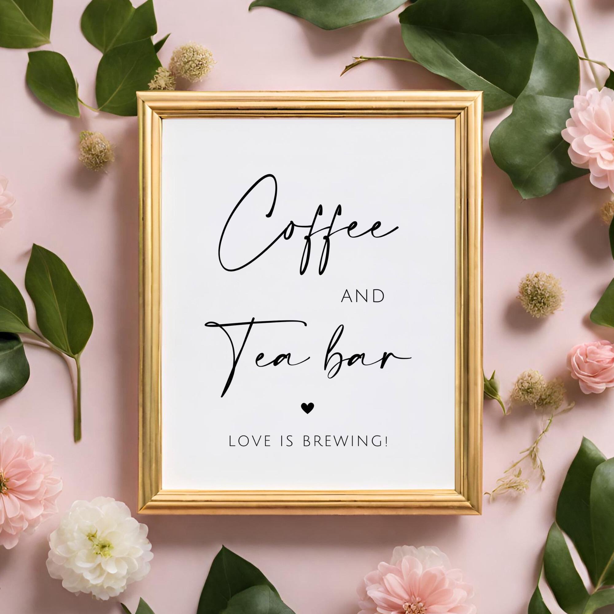 Minimalist Coffee and Tea Bar Sign, Printable Wedding Table Signage ...