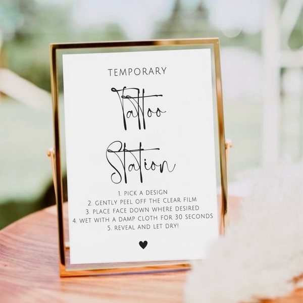 Temporary Tattoo Table Sign Etsy