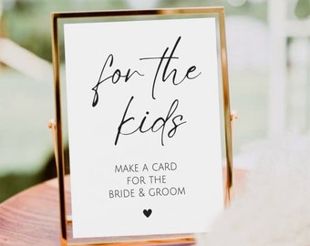 For The Kids Sign, Wedding Kids Table Sign, Wedding Kids Favor, Kids Activity Sign, Make A Card For The Bride And Groom,Card Making For Kids