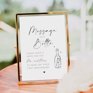 Message In a Bottle Sign, Minimalist Wedding Message in a Bottle Guestbook Sign, Wedding Guest Sign In Book Template, Bottle Guestbook Sign