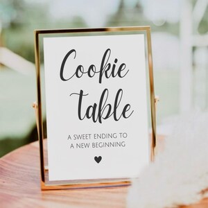 Cookie Table Sign, A Sweet Ending to A New Beginning, Wedding Dessert ...
