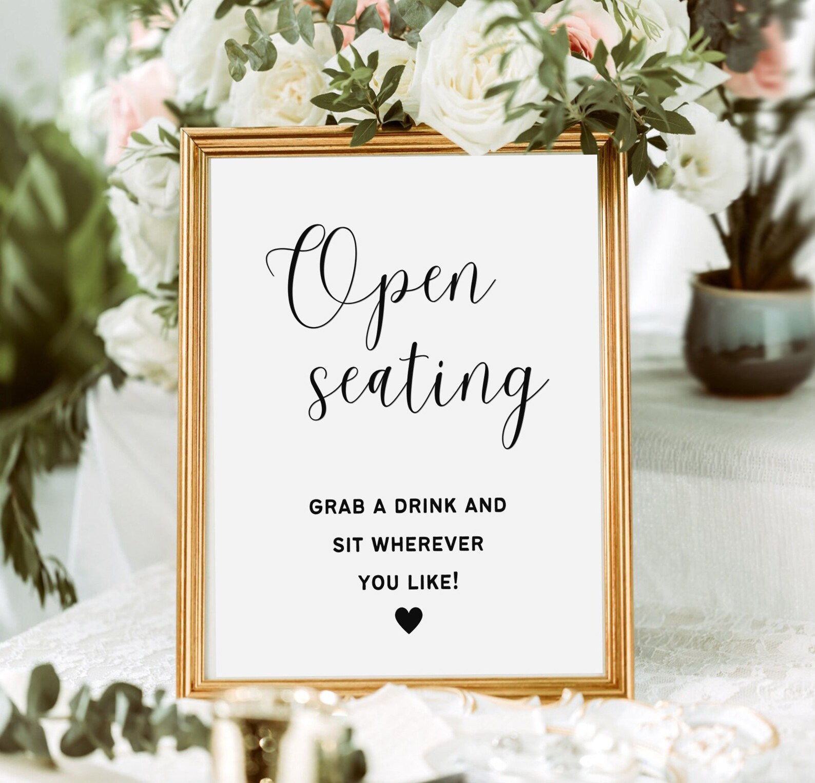 Open Seating Sign Printable No Assigned Seats Sign Grab a Etsy