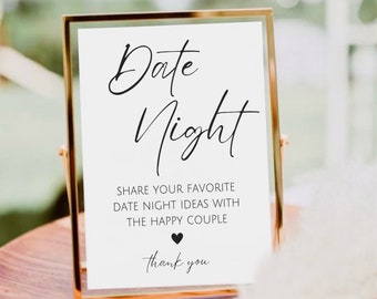 Date Night Sign, Wedding Date Jar Sign, Date Night Ideas Sign, Date Jar for Bridal Shower, Wedding Date Night Advice, Wedding Table Decor