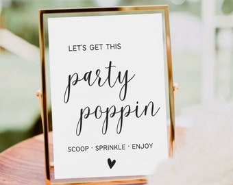 Enseigne de barre de pop-corn minimaliste, enseigne de Table de mariage imprimable Popcorn Station, signe de poppin de fête, modèle de snack-bar de fête moderne