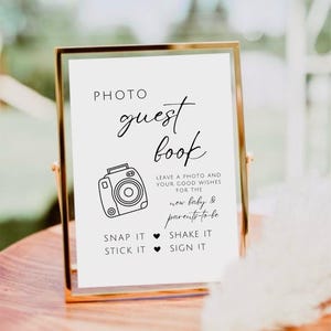 Minimalist Polaroid Photo Guest Book Sign, Baby Shower Polaroid Book, Photo Guestbook Sign, Parents To Be, Snap It Shake It Stick It Sign It