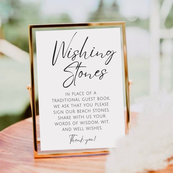 Wishing Stones Sign, Wedding Stones Guestbook Sign, Guest Book Sign, Beach Stones Guestbook, Wishing Stones Guest Sign In Book,Wedding Decor