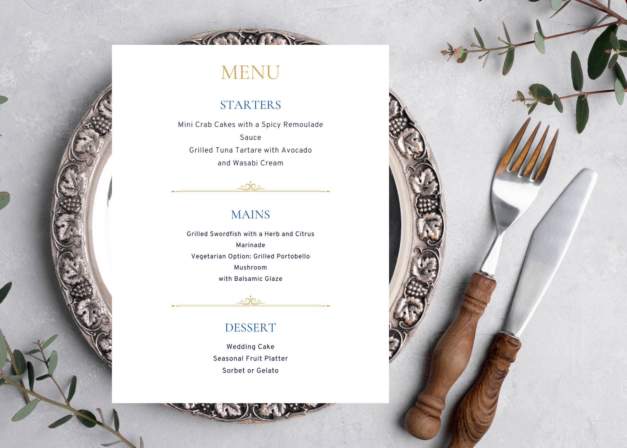 Wedding Menu Digital Template, 100% Customizable Menu, Elegant Menu ...