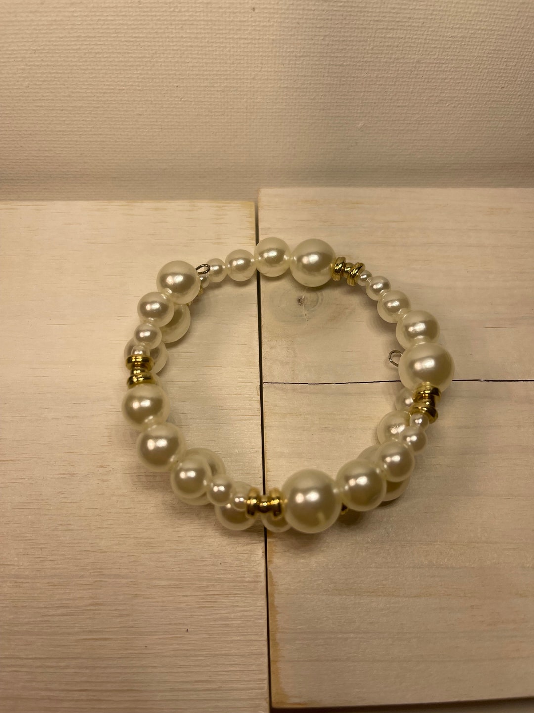 Large and Small Beaded Bracelet/faux Pearl / Statement Bracelet/memory