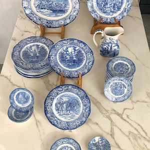 Mother&#39;s Day, Extremely rare, vintage/antique, American independence-themed, Liberty Blue, dish set