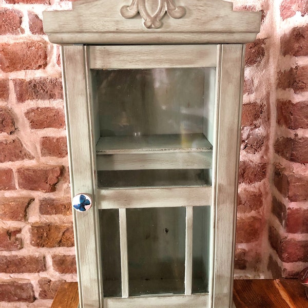 Regalo per la festa della mamma, armadio antico/vintage francese (Parigi), legno duro e vetro (fine 1800)