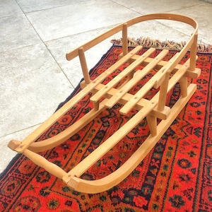 Winter sled, snow fun, antique wooden sled made in Germany for children