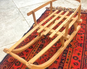 Winter sled, snow fun, antique wooden sled made in Germany for children