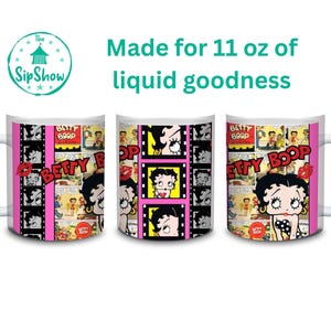 Vintage Cartoon Betty Boop Mug, Fun Gift for Betty Boop Lovers, Stylish Home Decor, Coffee Cup, Pop Culture Collectible
