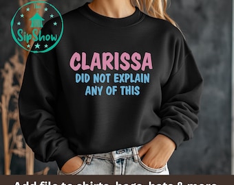 Clarissa Explains, nostalgie, retro, jaren 90, millennial, erfenis, parodie, popcultuur, tv uit de jaren 90, sublimatie png voor shirts, bakken en mokken.