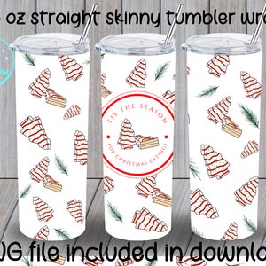 Festive Snack Cake Sublimation Tumbler Wrap - 20oz Skinny Straight Holiday Design