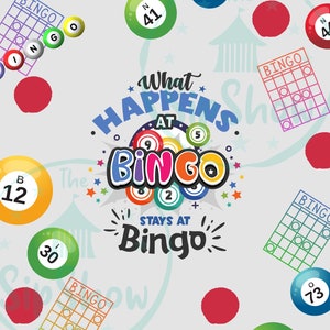 Bingo Night 20oz Skinny Tumbler: Sublimation Wrap for Game Lovers, Grandparents & Players, What Happens at Bingo Stays at Bingo