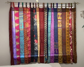 Recycled sari curtain drape