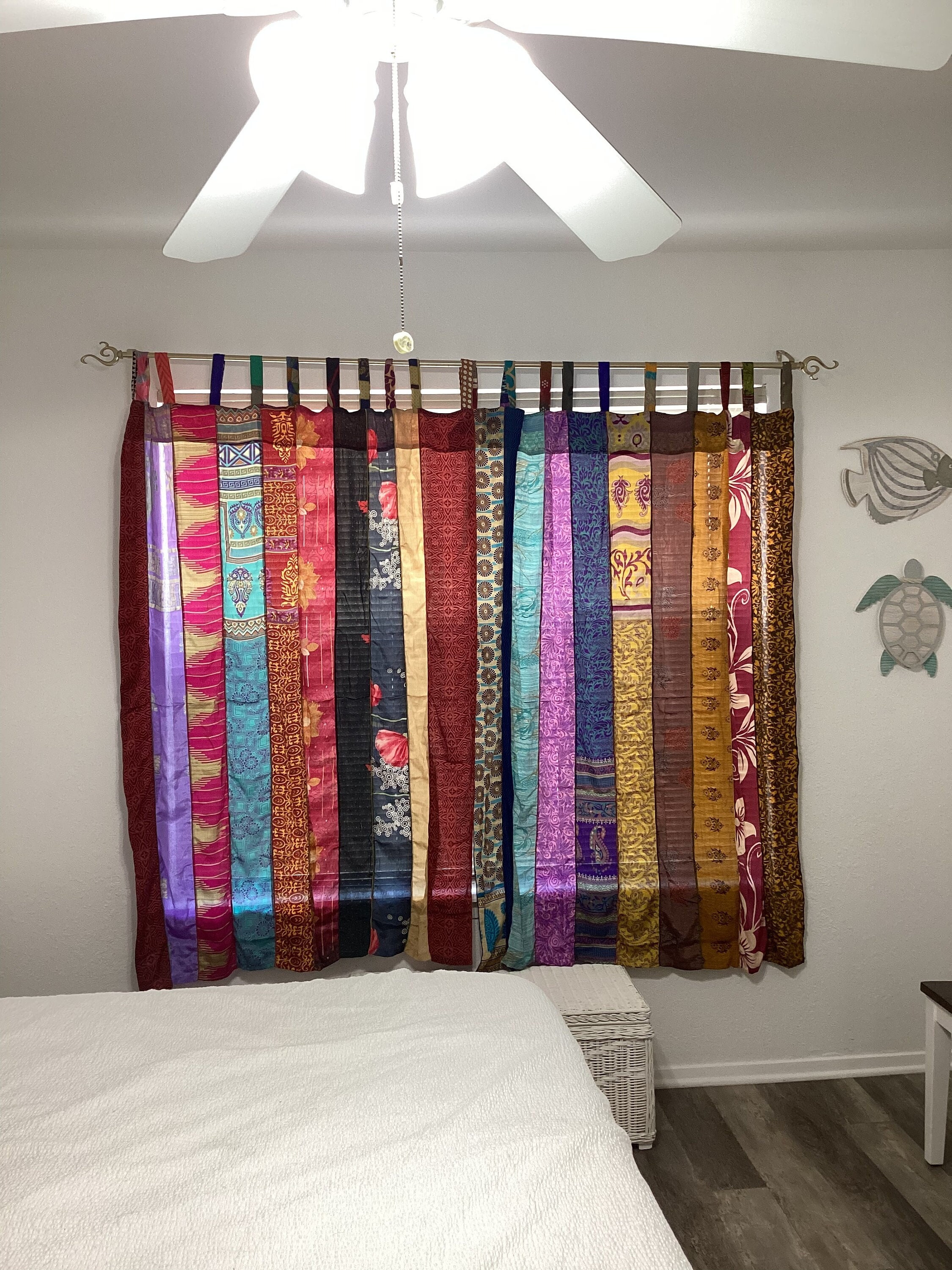 Recycled sari curtain drape