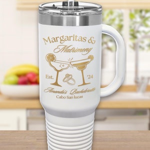 Personalized Margs and Matrimony Bachelorette Tumbler 40 oz Bridesmaid Proposal Gift Margarita Bachelorette Party Cup