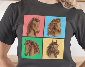 Simpatica camicia da cavallo dai colori confortevoli, regalo perfetto per gli amanti dei cavalli e abbigliamento equestre per rodei, spettacoli ippici e allenamento