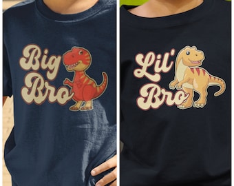 Matching Brothers Dinosaur Sibling Shirts, Big Brother Shirt For Baby Announcement, Pregnancy Reveal Little Brother Gift