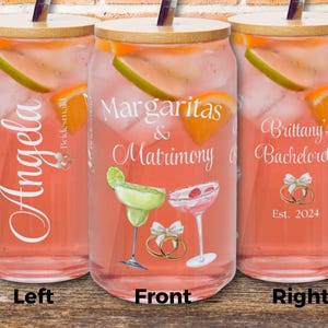 Personalized Margs and Matrimony Iced Coffee Glass Can 16 oz Margs Matrimony Bridesmaid Proposal Gift Margarita Bachelorette Party Cup