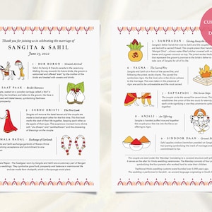 Bengali Hindu Digital Wedding Program, Indian Wedding Program for Hindu Ceremony, Customizable, Modern Design