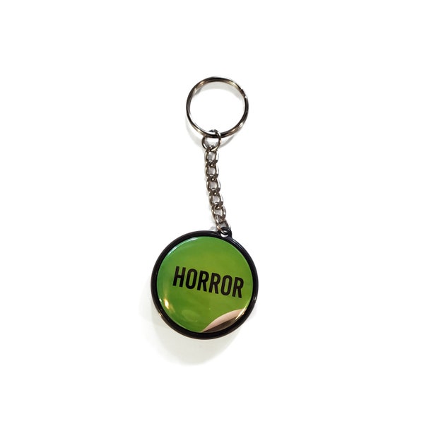 Horror Warning Label Keychain - Retro - VHS - Video Rental - Movie Accessory