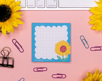 Sunflower Mini Memo pad | Cute Memo Pad | Kawaii Flowers | Kawaii Stationery | Notepad | cute Stationery