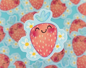 Strawberry Sticker | Vinyl Sticker | Kawaii Sticker | Glitter Vinyl Sticker | Water bottle Sticker | Laptop Sticker | Cute Sticker