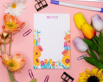 In Full Bloom | Blank Notepad |  Memo pad | Cute Note Pad | Kawaii Flowers | Kawaii Stationery | Notepad | cute Stationery