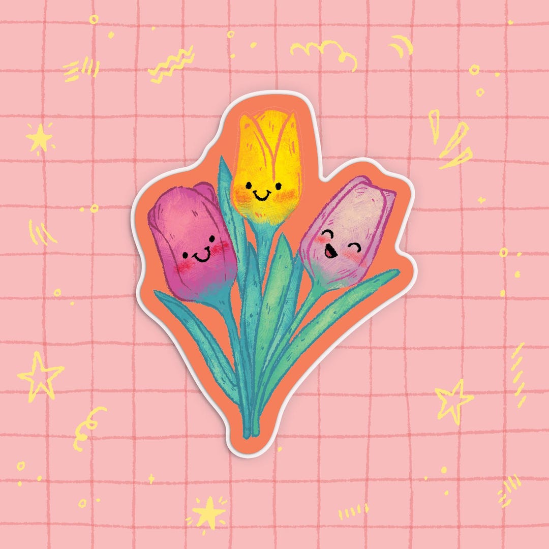 Tulips Sticker | Vinyl Sticker | Glitter Vinyl Sticker | Water Bottle ...