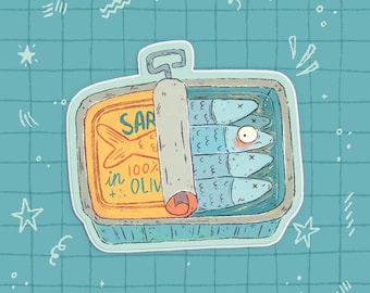 Sardine Sticker | Glitter Water Proof Vinyl Sticker | Sticker for Water Bottle, Laptop, Kindle, Planner, Journal | fish sticker