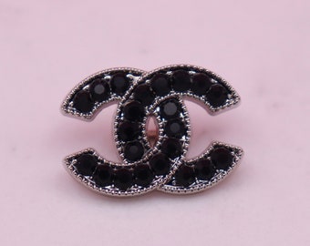 22mm Black Crystal Button