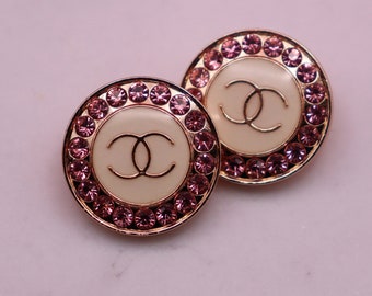 20mm Rhinestone Pink Button