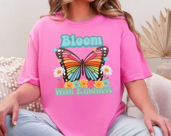 Kwitnij z życzliwością Wydruk PNG, Pobieranie cyfrowe, Motyl, Inspiracja, Sublimacja, Wiosna PNG, Retro PNG, Wielkanoc PNG, clipart png
