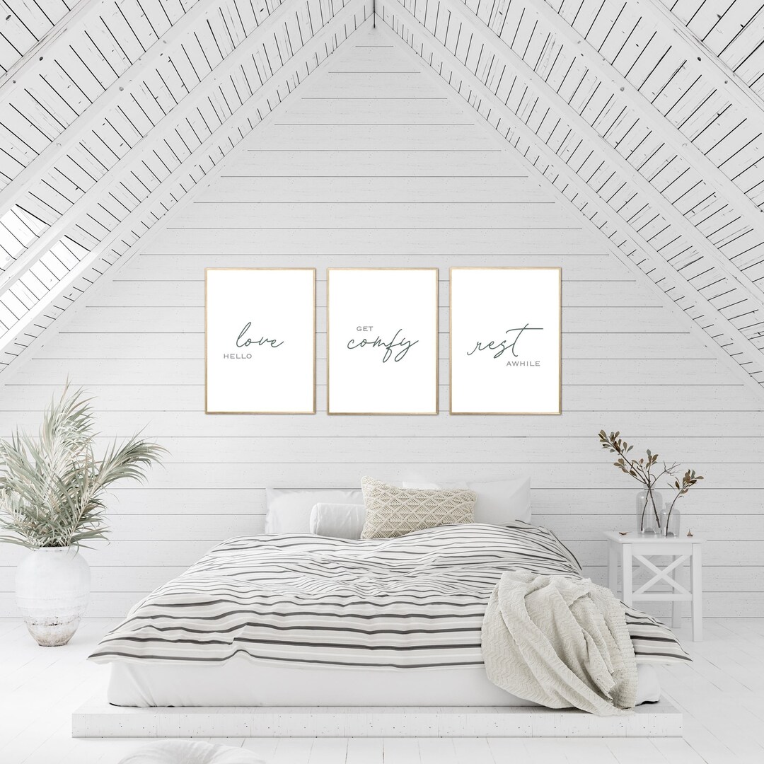 DIGITAL GREEN Bedroom Wall Decor Guest Bedroom Art Set of 3 Etsy